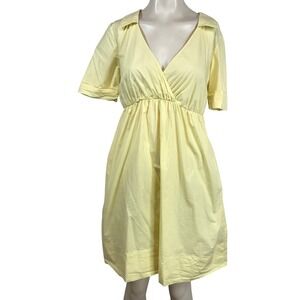 MAX&Co Max Mara Yellow Cotton Empire Waist Wrap Front Dress 82211811 Womens 6